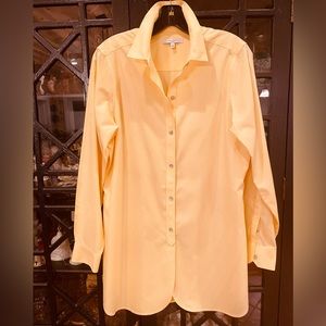 Foxcroft, Shaped Fit 32” long straight Tunic Blouse w Long Sleeves & Button Cuff